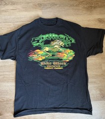 Y2K Sturgis 2005 Bike Week Skeleton Green Red Flames M/L