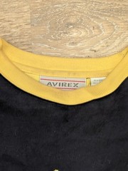 Avirex Shirt 2XL 00s Y2k Yellow Black Long Sleeve Elbow Pads