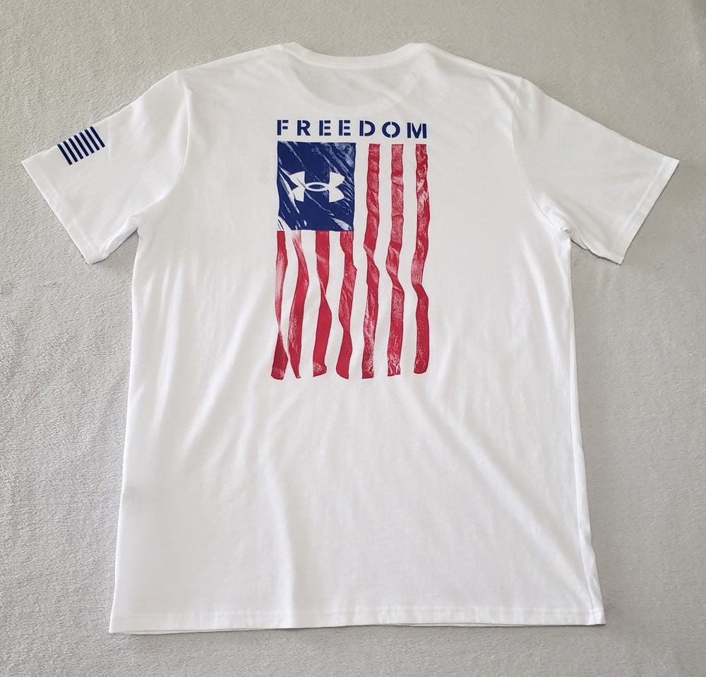 Under Armour Men’s UA Freedom Flag T-Shirt Short Sleeve Tee White Size XL