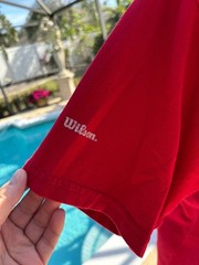 Vintage Wilson Henley short sleeve 50/50 Blank Red Plain T-Shirt Mens Size XL
