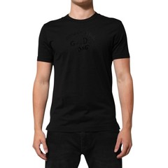 DOLCE & GABBANA T-shirt Black Cotton Velvet Logo Print Men IT46/US36/S 570usd