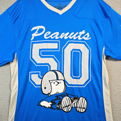 Snoopy Peanuts Football NFL Jersey Shirt Mens XL Blue Charlie Brown 50 NWT