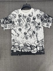 Lurking Class Skulls AOP T Shirt Size Small, Stain
