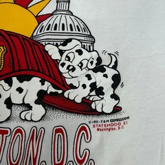 EVANZ vintage T-shirt M graphic print Washington DC firemen dalmation puppy