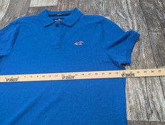 Mens Hollister Blue Epic Flex Stretch Short Sleeve Polo Shirt Size Large Blue 🩵