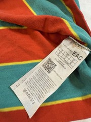 Guess USA Triangle Logo Stripe T-Shirt Red Teal Yellow Retro 90s Style Men’s M