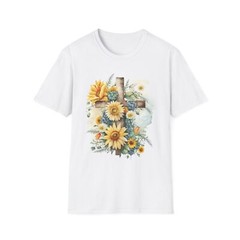 Floral Cross T-Shirt, Faith Based Apparel, Spring Outfit, Christian Gift, Casual
