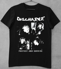 Vintage Discharge T Shirt Black Unisex Cotton Tee All Sizes S To 5Xl