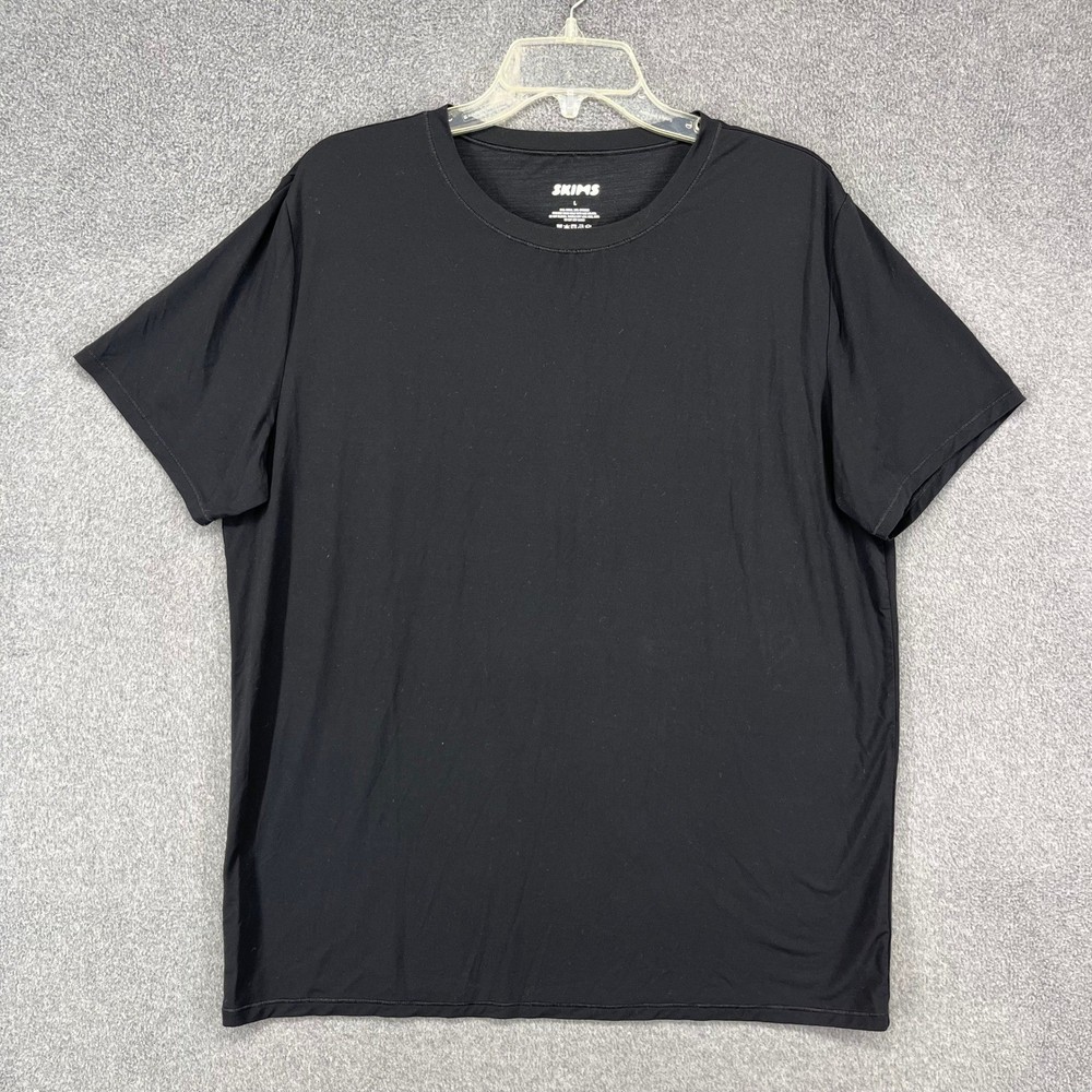 Skims T-Shirt Mens Large Black Short Sleeve Modal Stretch Crew Neck Basic Tee