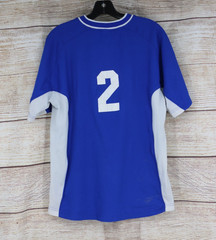 VINTAGE Diadora Mens Sz Medium V-Neck Short Sleeve Jersey Shirt Blue Bulldogs