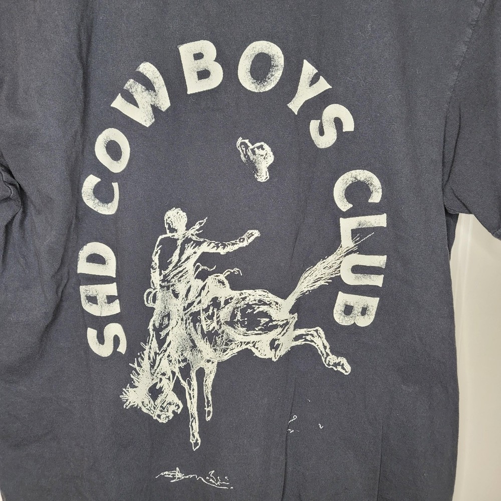 Comfort Colors Shirt Mens XL Blue Sad Cowboys Club Graphic Tee Western Rodeo