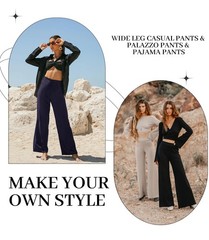 Womens Wide Leg Palazzo Pants Casual Soft High Waist Loose Comfy Lounge Trousers