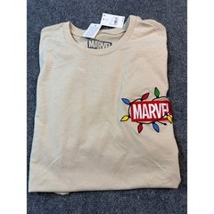 Marvel Graphic Tee Holiday Lights Beige Mens M NWT