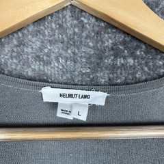Helmut Lang Unisex Gray Long Sleeve V-Neck T Shirt Size Large Luxury