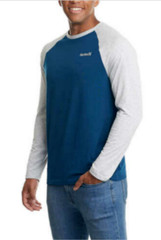 Hurley Mens Raglan Embroidered Logo Long Sleeve T-Shirt, (Teal/Gray, Medium) NWT