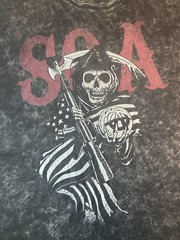 Sons Of Anarchy Reaper Flag T Shirt Size XL Gray Tie Dye 2014 Biker