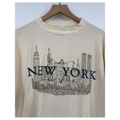 Vintage New York City Shirt Mens XL Cream Graphic Made USA