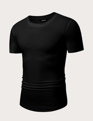Mens Short Sleeve Casual Shirts Muscle Slim Fitted Fashion Shirt Crewneck Lon…