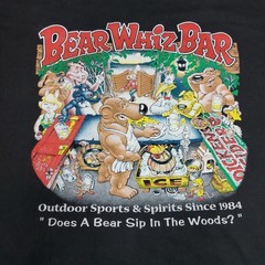 Bear Whiz Bar Lake George New York Black Bartender Bar Sovineer T-Shirt Sz Lg