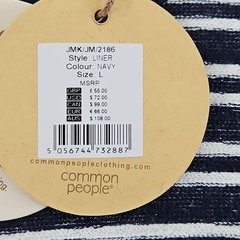 Common People T-Shirt Men’s L Navy Striped NWT Short Sleeve NEW Super Soft Crew