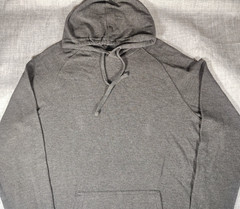 Goodthreads T- Shirt Mens LT Gray Hooded LongSleeve Knit Cotton Blend Lighweight