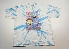Rick And Morty Shirt Mens XL White Blue Tie Dye Graphic Cartoon TV Show Tee