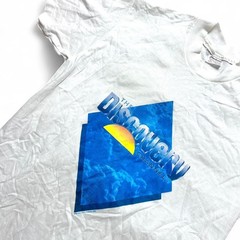 Discovery Channel 80s Vintage Logo White Cotton T-shirt Graphic Tee Medium