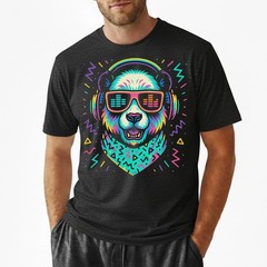 Retro DJ Panda T-Shirt, Headphones Rave EDM Festival Tee Vaporwave Music Gift