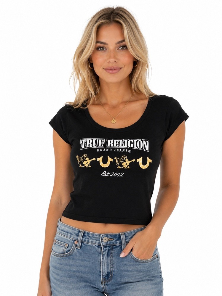New With Tags True Religion Tee Black Gold Logo L