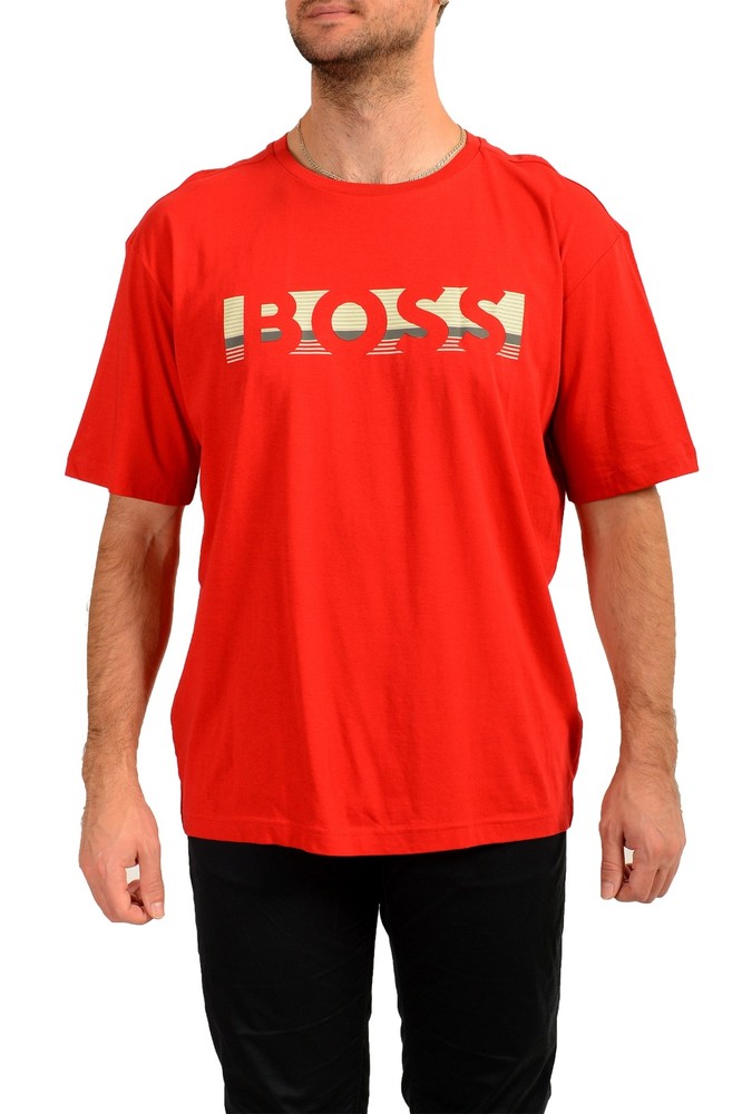 Hugo Boss Men’s “Tee 1” Red Logo Print Short Sleeve T-Shirt US 2XL IT 56