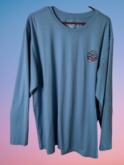 Burnside Lt. Blue Long Sleeve 2XL T-Shirt UPF+30,Polyester/Spandex