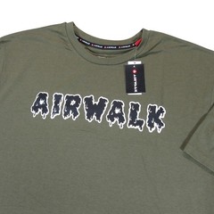 Airwalk T-Shirt 3XL Short Sleeve Army Green Spellout Logo Skateboard Skate