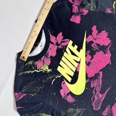 Nike Tee Shirt, AOP, Floral/Leaves/Galaxy, 100% Cotton, Black, Male, Medium