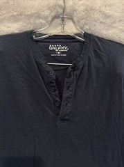 GALAXY BY HARVIC MENS SHORT SLEEVE SHIRT BUTTON NECK SOLID BLUE SIZE M