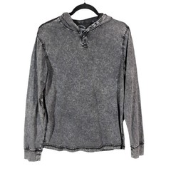 Lucky Brand Sugar Magic Long Sleeve Henley Neck T Shirt Mens Medium Washed Black