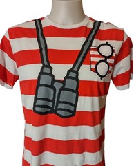Where’s Waldo Mens Adult Unisex Medium Striped Costume Shirt Cotton/Polyester