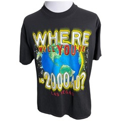 Vintage Where Will You Be in 2000 AD T-Shirt Men’s XL Black Las Vegas Made USA
