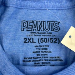 Peanuts Shirt Adult 2XL (50/52) Blue Cotton Crew Neck Short Sleeves Tee NWT