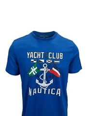 Nautica Men’s Blue T-Shirt Yacht Club Graphic Tee (S08)