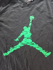 Nike Air Jordan Jumpman Logo Tee Mens T-Shirt Black Green Size L Sportswear Top