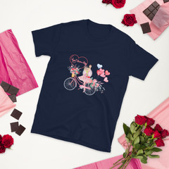 14 February Heart Day Holiday Happy Valentine’s Day T-Shirt, Bicycle Love Gift