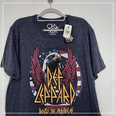 Chaser Shirt Men 2XL Blue Casual Weekend Graphic Def Leppard Rock Band Tee