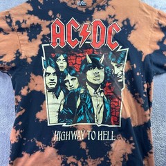 AC/DC Highway To Hell Heavy Metal Rock Men’s T-Shirt Size XL Black Bleach Wash
