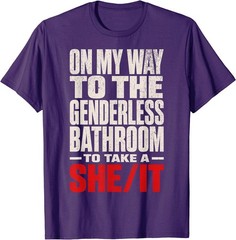 On My Way to The Genderless Bathroom Funny Vintage Grunge T-Shirt