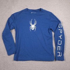 Spyder Shirt Mens Small Blue Long Sleeve Spider Graphic Tee Tagless Crewneck