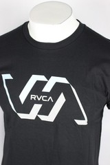 RVCA Men’s Memory Graphic T Shirt Short Sleeve Black Gray/Blue Logo 100% Cotton