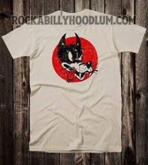 Retro Novelty Tee T Shirt Hot Rod Drag Race Chopper Cartoon Big Bad Wolf