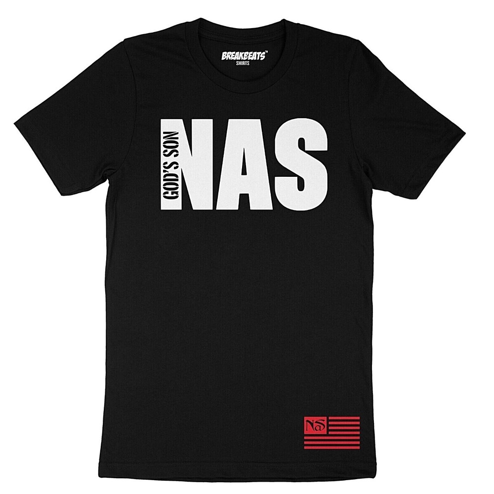 Men’s Urban Queens Rapper Nas God Son Street Design Graphic Tee Hip Hop T Shirt