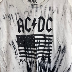 AC/DC Back In Black 1980 Tour Tie Dye Graphic T-Shirt Mens XL White Black