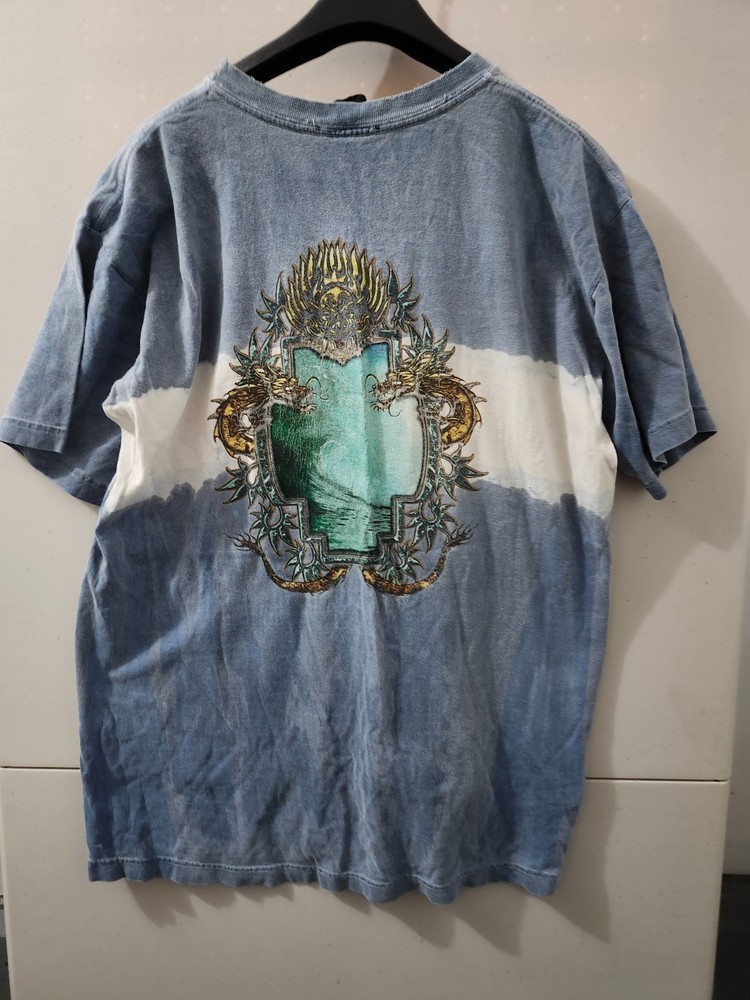 Global Generation Shirt Mens XL Blu Tie Dye Dragon Back Graphic Tee Crew VTG 90s